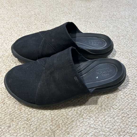 CROCS Blake Clog Mule Capri Black Womens Size 10 Canvas Rubber Comfort - Picture 1 of 8